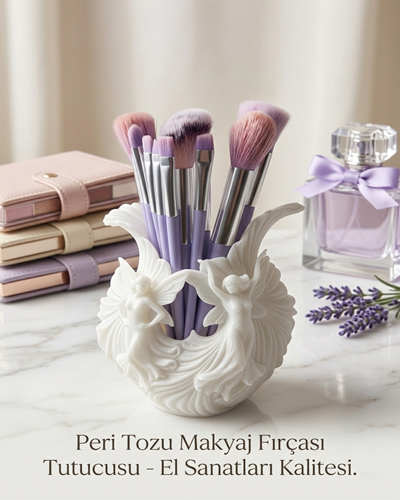 Peri Figürlü Makyaj Fırçası Tutucu – Dekoratif Organizer