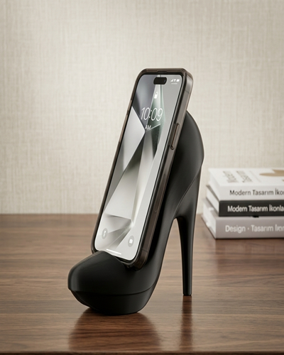 Topuklu Ayakkabı Tasarımlı Telefon Standı – Modern Dekoratif Telefon Tutucu