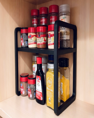 2 Katlı Mutfak Baharatlık Rafı – Dolap İçi Baharat Organizer | Mutfak Düzenleyici Stand | Modern 3D Baskı Baharat Rafı