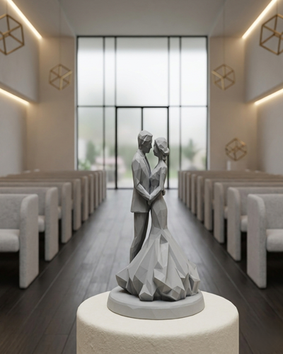 Romantik Gelin Damat Heykeli Dekoratif Düğün Temalı Obje 